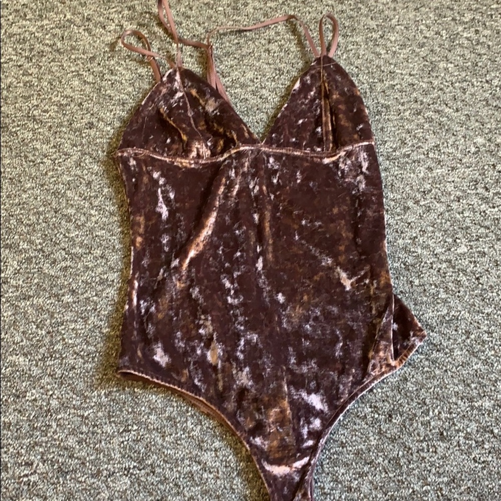 Purple velvet bodysuit